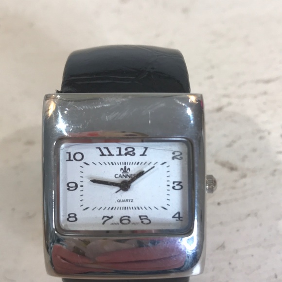 Black and Silver Cuff Watch - Picture 2 of 4